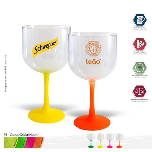 Copos personalizado, Canecas personalizada, Long drink personalizado - Taça GIN 600ml PS Degradê Fosca BICOLOR Neon